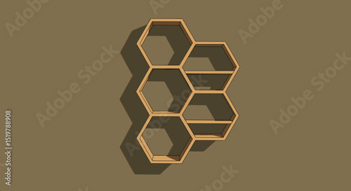 Honeycomb shelf on a brown background interior decor
