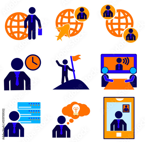 Global icons collection. Duotone colors. Vector and transparent illustrations. Contains worldwide, global, web, global shipping, service, expansion, internet, world, travel, global network.