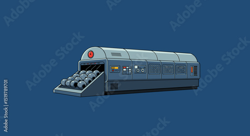 Machine with eyeballs, production or factory concept