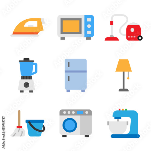 Vector illustration of Home appliance theme icons in flat style