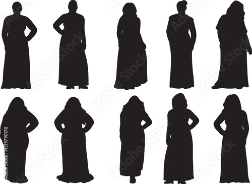 set of silhouettes of business people