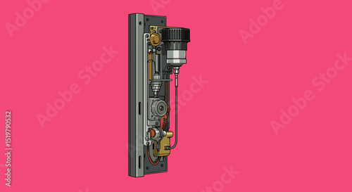Retro mechanical device technical diagram detail