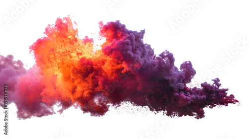 a cloud of colored smoke is shown against a white background