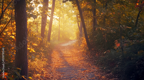 autumn forest in the morning