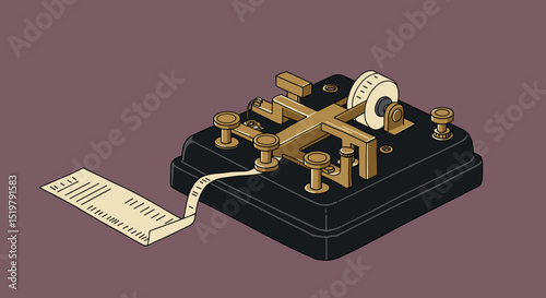 Telegraph machine with paper communication technology concept
