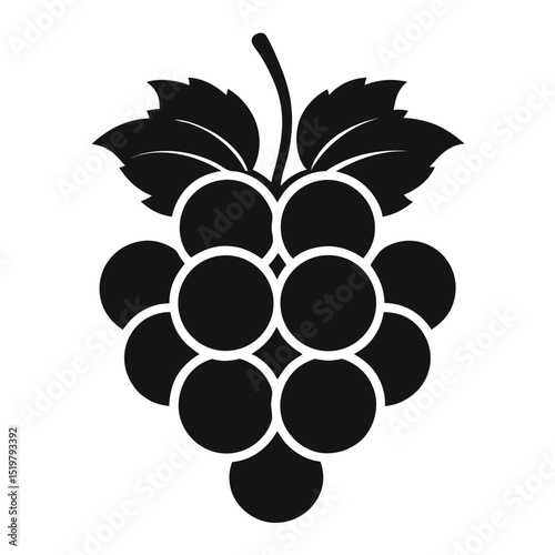 Grape bunch silhouette icon isolated on white background