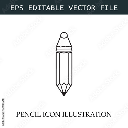Pencil Icon Black and White Vector Design Image Illustration
