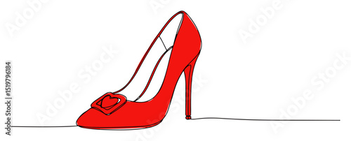 high heel shoe with heart – minimalist fashion line art