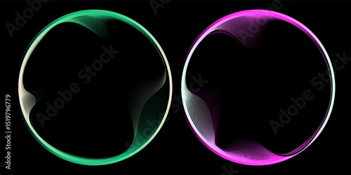 et of black thick halftone dotted speed lines. Speed lines in circle form. Geometric art. Design element for frame, logo, tattoo, web pages, prints, posters, template, abstract vector background.