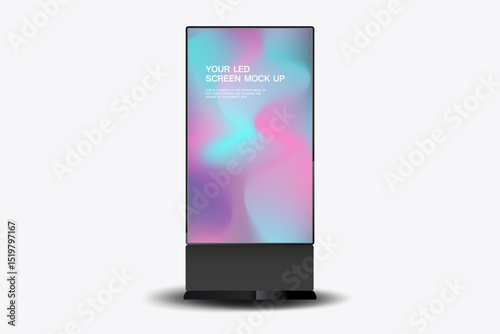 A LED screen mock-up features a bold, high-contrast design with displayed prominently. The minimalist layout ensures clarity and visibility vector, illustration