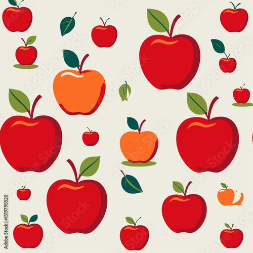 simple illustration on white background; isolated apples; repeating pattern