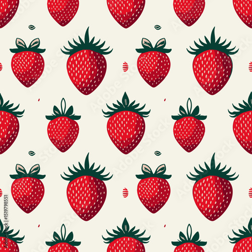 simple illustration on white background; isolated strawberries; repeating pattern