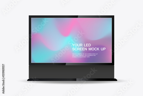 The LED screen mock-up features a clean, straightforward layout with bold text -YOUR LED SCREEN MOCK UP against a plain background, emphasizing simplicity and clarity. vector