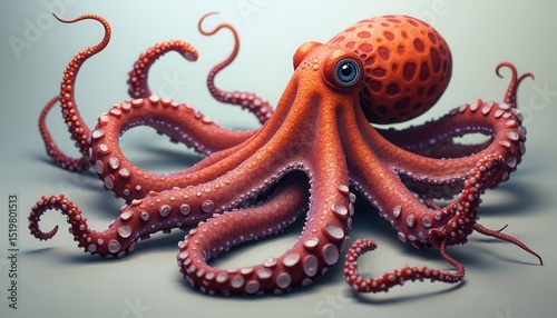 Colorful Cephalopod Digital Illustration