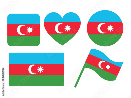 Azerbaijani Flag Variations in Different Shapes