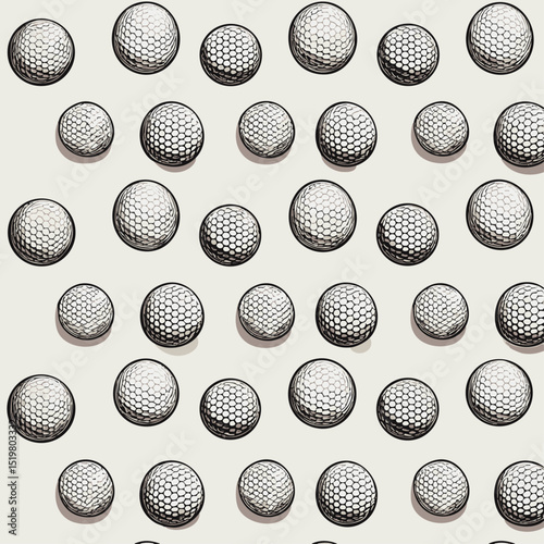simple illustration on white background; isolated golf balls; repeating pattern