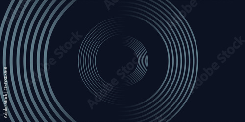 Blue abstract background with glowing circles. Swirl circular lines pattern. Geometric spiral. Twirl element. Modern graphic design. Futuristic technology concept. Vector illustration.