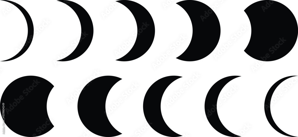 Fototapeta premium Moon phases lunar cycle crescent moon sign vector illustraiton