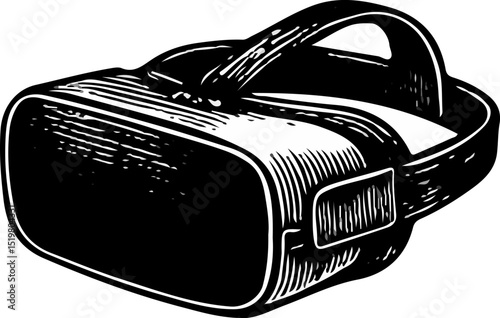 Hand-drawn collection of virtual reality headsets for immersive gaming and simulation experiences