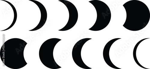 Moon phases lunar cycle crescent moon sign vector illustraiton