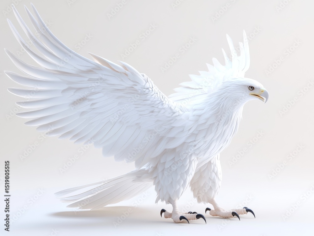 Fototapeta premium White eagle standing tall with wings raised 