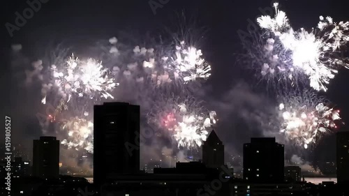 fireworks over city