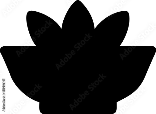Elegant Flower in Tub Silhouette with Black Design on White Background for Creative Projects and Artistic Visuals