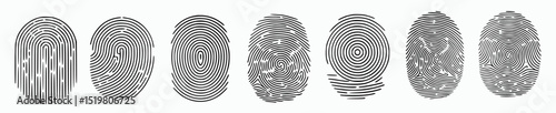 Collection of different fingerprint patterns isolated