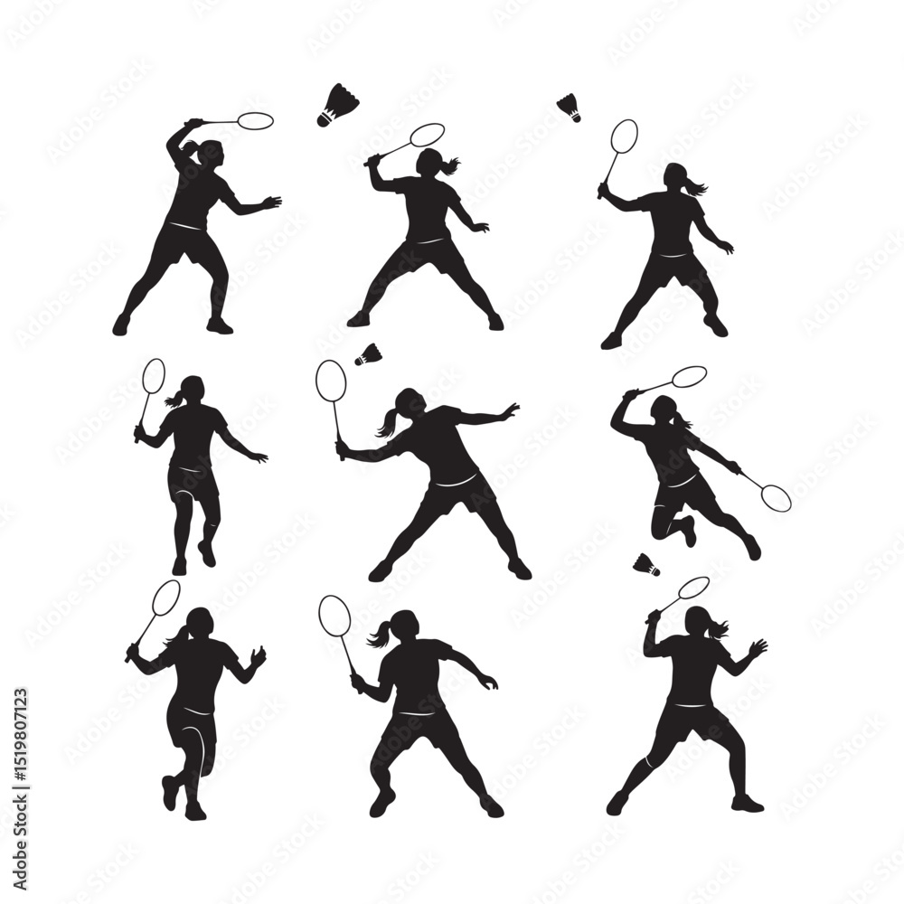 custom made wallpaper toronto digitalsilhouettes of soccer players badminton sports character icons set design illustrations
