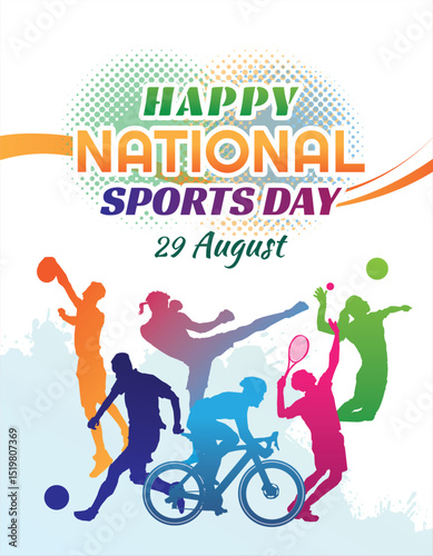 national sports day vector illustration , national sports day celebration background, sports silhouettes vector.
