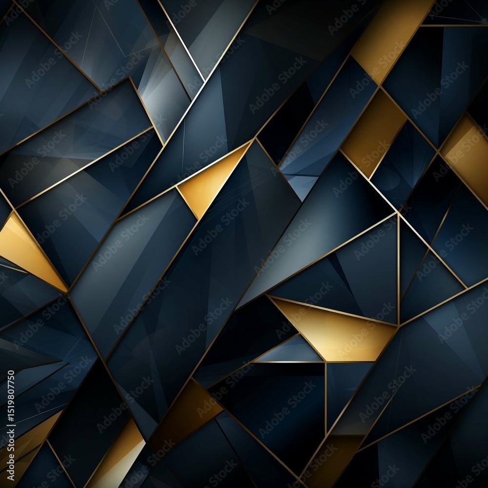 Obraz premium Abstract Geometric Background Dark Blue and Gold Polygonal Design