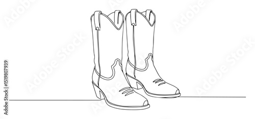 cowboy boots monoline icon western footwear