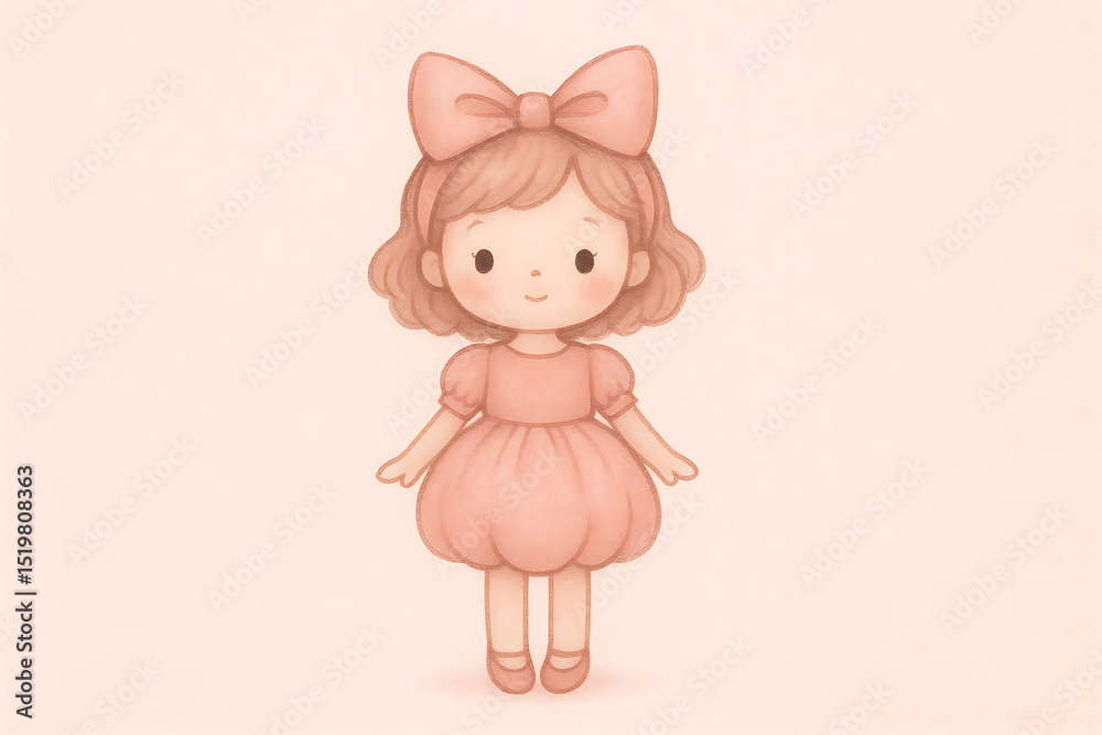 Obraz premium Cute Pink Pastel Character Illustration for Kids Art