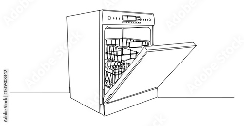 dishwasher monoline icon open appliance