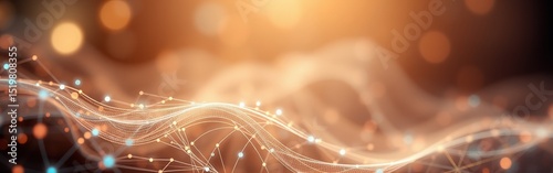 Abstract technological background with connecting dots and lines in warm colors