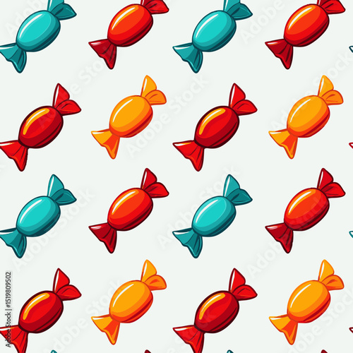 simple illustration on white background; isolated wrapped candies; repeating pattern