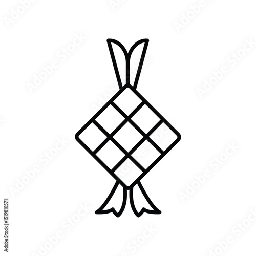 Line art icon depicting a Ketupat, a traditional rice cake commonly eaten during Eid al-Fitr.