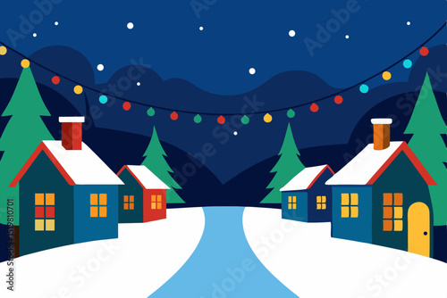 winter landscape with houses