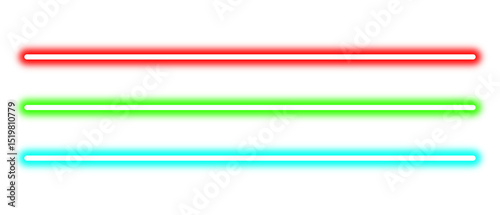 Neon futuristic lines set isolated on white background. Vibrant red, blue, green, and red neon lights. Shiny glowing light streaks. Bright colorful laser beams. Design elements PNG