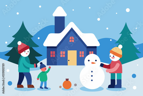 snowman and christmas tree