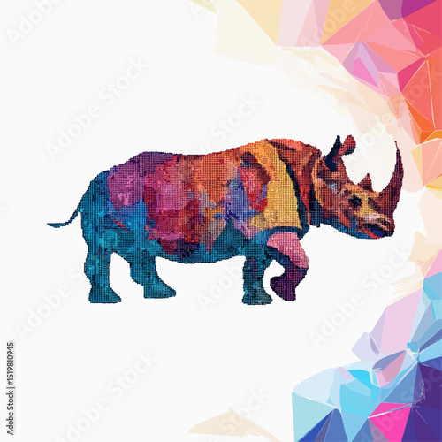 rhino wild; illustration, company logo; mosaic