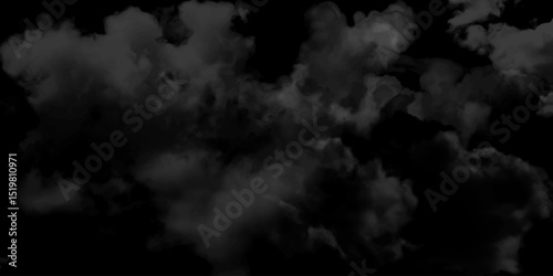 White clouds on a dark sky, monochrome.	Smoke and powder overlay on black background