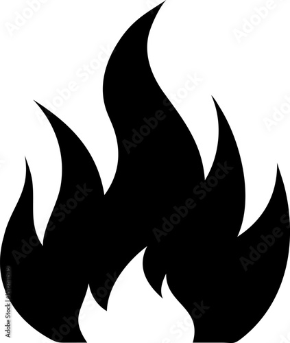 Dynamic Fire Silhouette A striking vector design featuring a black silhouette engulfed in vibrant red and yellow flames creating a