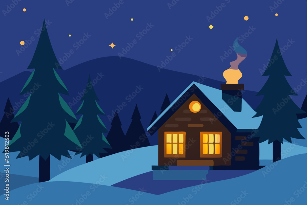 Fototapeta premium winter landscape with house