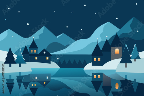 winter landscape with houses