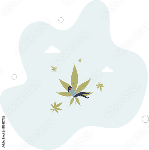 Using hemp as herbal treatment for mental or physical health .Medical marijuana as alternative medicine for human wellbeing and psychological balance. character life .