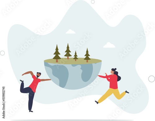 Mother earth and environment awareness or care.Bio climate conservation and ecosystem friendly lifestyle . character life .