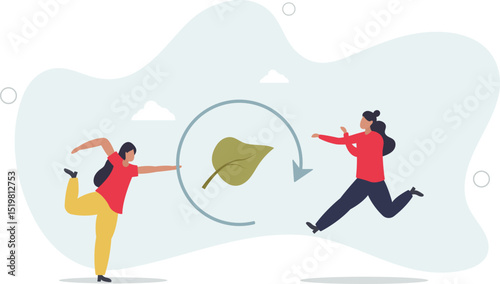 Ecology as saving sustainable green forest environment.Clean and nature friendly resources cycle. Natural organic recycling symbol. character life .