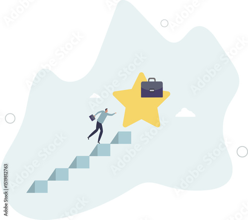 Hope to success in business, accomplishment or reaching business goal, reward and motivation concept. character life .