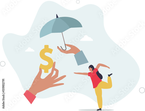 Income protection, security or safety guard protect investment profit, wealth preservation or insurance, risk management concept. character life .